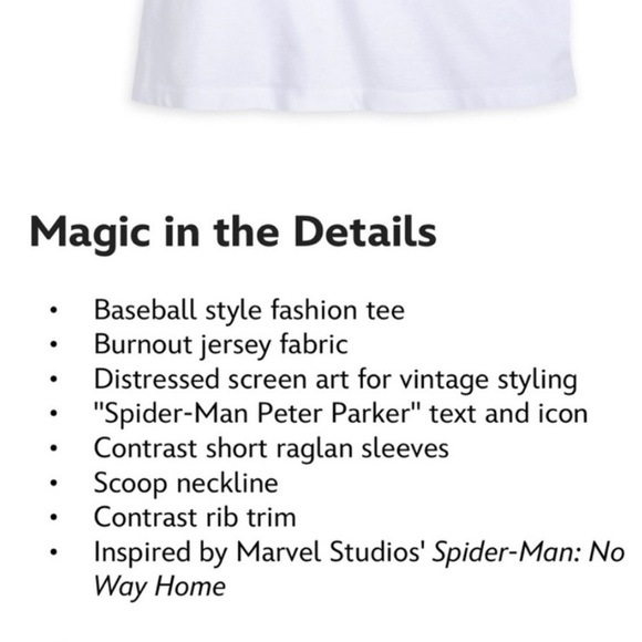 NWT, Disney, Spider-Man Peter Parker Baseball Tee, 2X - Picture 4 of 4